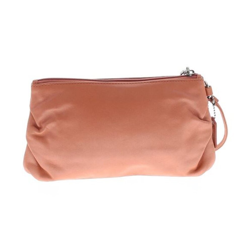 Coach Leather Wristlet Clutch with Hang Tag EUC Tan Orange - Picture 2 of 10